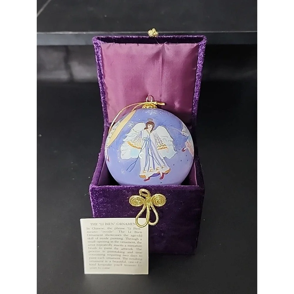 Li Bien Angel 2004 Christmas Ornament Lavender White Angels Hand Painted Pier 1